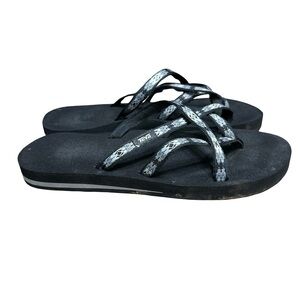 Teva Olowahu Flip-Flop Black Size 9 Strappy Slip On Sandals Comfort Summer